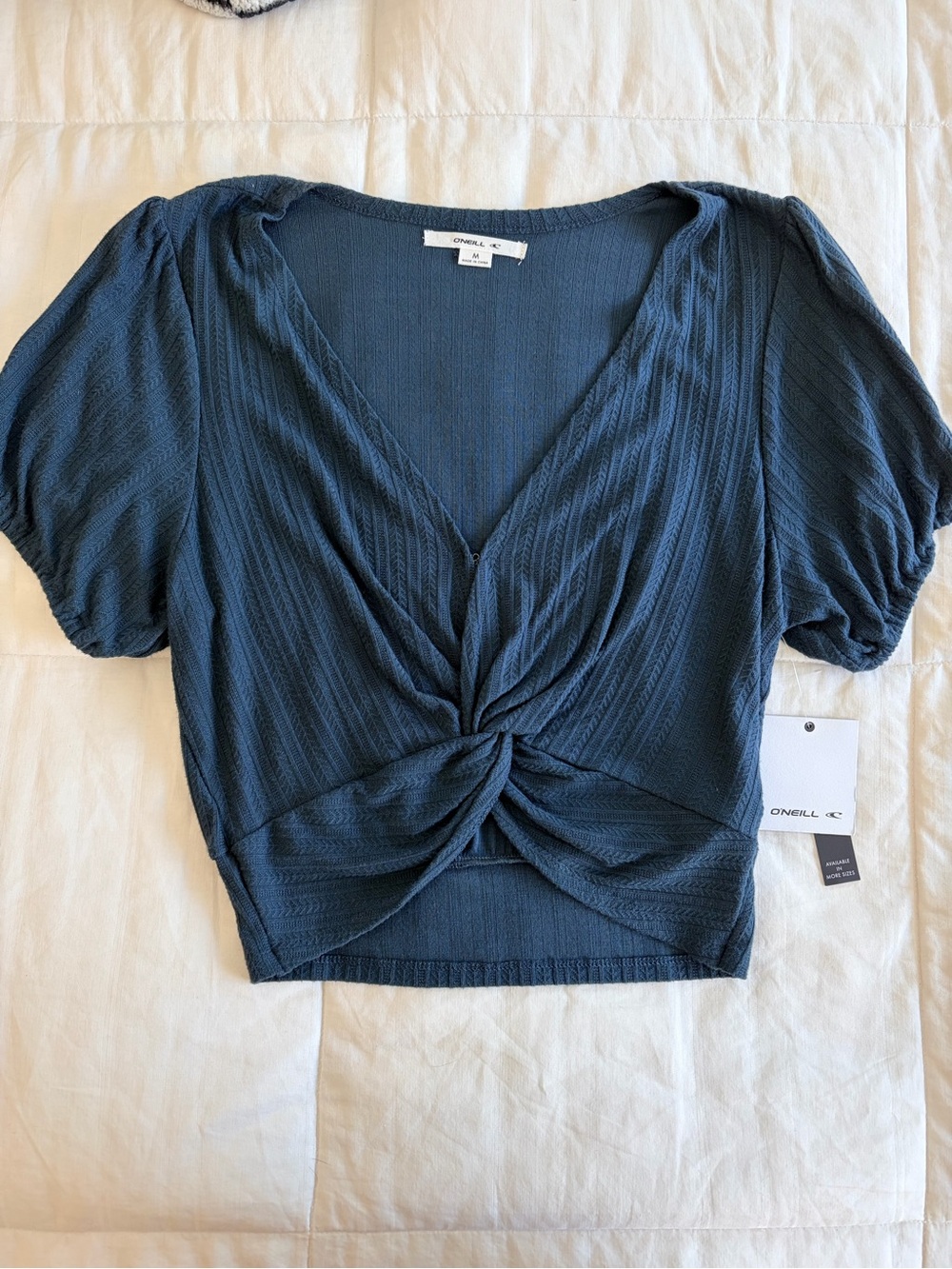 O'Neill Dark Navy Twist-Front V-Neck Crop Top